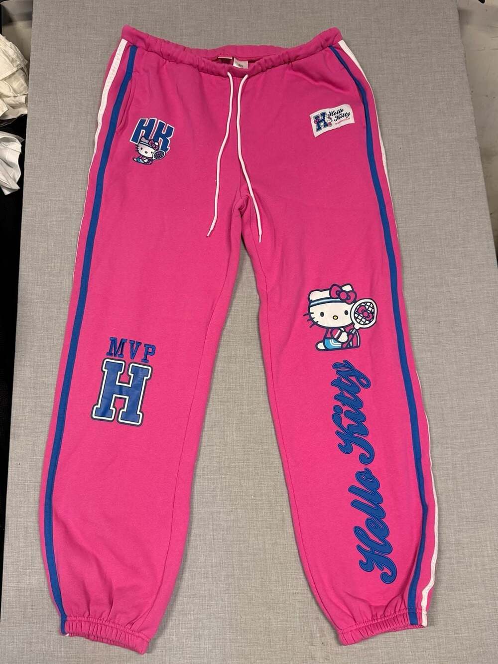 Hello Kitty Tennis MVP Graphic Jogger Sweatpants Hot Pink Size XXL